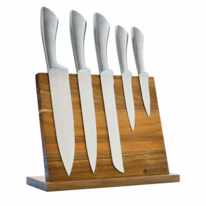 6 Piece Magnetic Acacia Knife Block Set