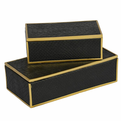 Faux Crocodile Box, Set of 2