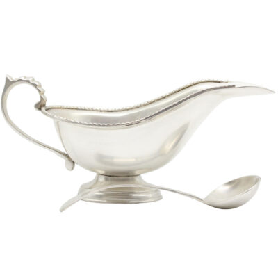 Pewter Gravy Boat & Spoon