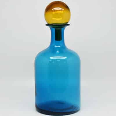 Blue Bottle with Amber Stopper